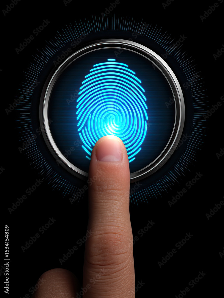 Aufkleber fingerprint biometric security authentication digital technology access identification unlock futuri