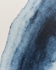 Abstract Blue Watercolor Texture on White Paper, Artistic Background