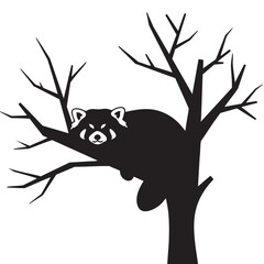 Red Panda Silhouette in a Bare Tree A Majestic Wildlife Illustration