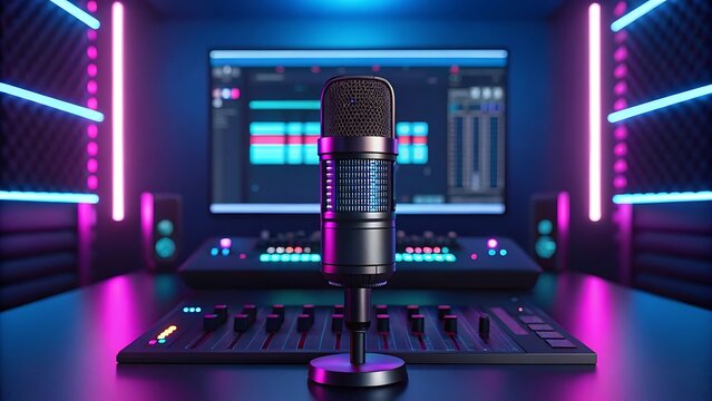 Podcast studio microphone setup for professional recording