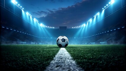 Soccer football ball stadium field at night match game sport