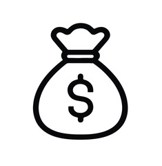 Minimalize money bag icon with a dollar sign, symbolizing wealth, finance, savings, investment, or profit. Ideal for banking, fintech, and business-themed visuals.