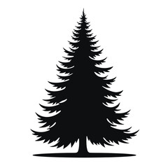 Obraz premium Sharp Triangular Fir Tree Black Silhouette Vector with Needle Layers in Minimal Flat Style Isolated on White Background Full HD