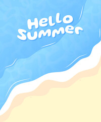 Summer vacation background on the beach. Beach water wave vector. Summer typography