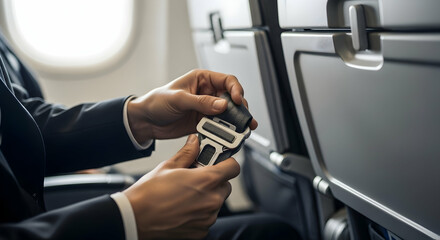 Fastening seat belt for safety airplane travel