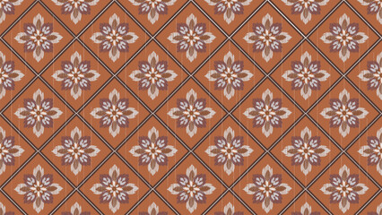 Seamless brown floral ethnic ikat texture  design