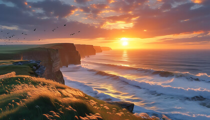 sunrise over the river Serene Nature Landscape &ndash; Royalty-Free 4K Outdoor Background