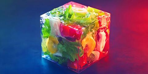 abstract colorful food cube, ai generated.