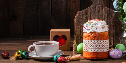 Easter cake sweet pastry traditional holiday christianity organic product fresh tasty gourmet food background on the table rustic food top view copy space