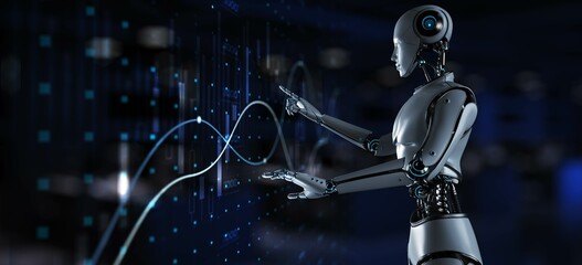 AI-Driven Financial Analytics and Data Visualization in Modern Technology. 3d render.