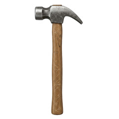 A weathered claw hammer shows signs of use with marks on its wooden handle and scrapes on the metal head. This tool embodies handiwork, construction,