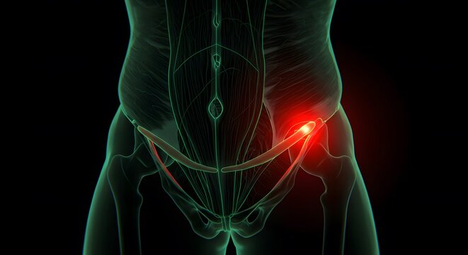 Human Anatomy 3D Model: Inguinal Ligament Pain and Hip Joint Visualization