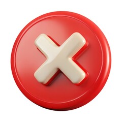 3D red circle with cross symbol on transparent background