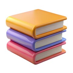 3D stack of colorful books illustration on transparent background