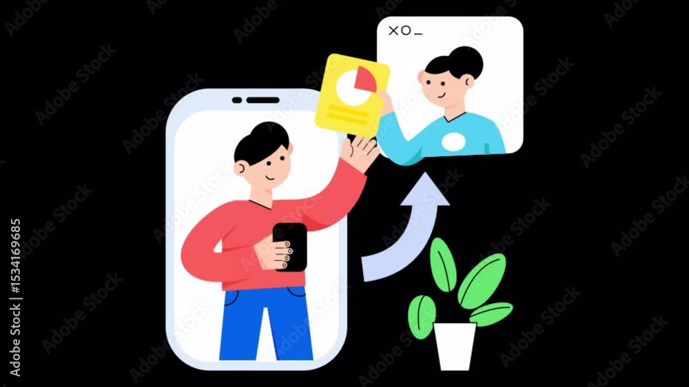Poster work conversation 2d animation on transparent background