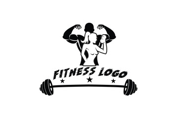 9Gym, fitness Analytic Logo Icon Design with male and female bodybuilders