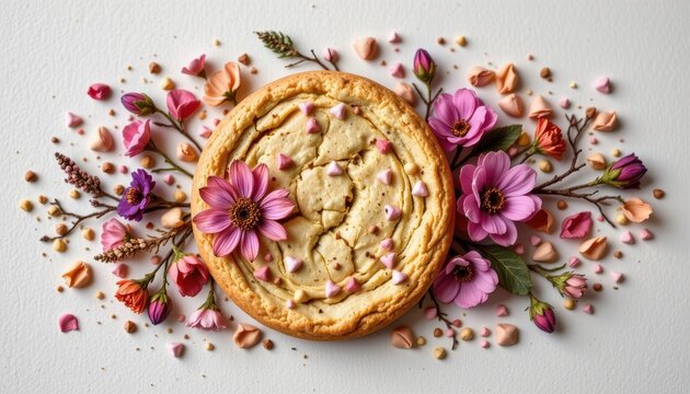 cookie and dried flowers styled abstractly