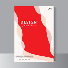 Red brochure design with abstract wave shape, book cover design, annual report. flyer template, Poster, catalog. Simple sale leaflet for promotion, magazine. Vector eps 10
