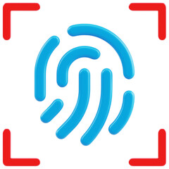 Fingerprint Identity 3d render icon in cartoon plastic style minimal isolated on transparent white background	
