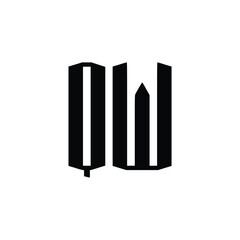QW monogram logo design letter text name symbol monochrome logotype alphabet character simple logo