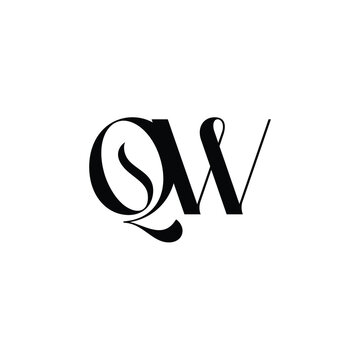 QW monogram logo design letter text name symbol monochrome logotype alphabet character simple logo