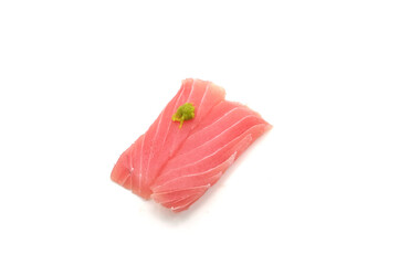 Sashimi made from tuna and wasabi on a white background. Japanese style food.