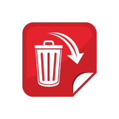 Red delete icon, recycle bin