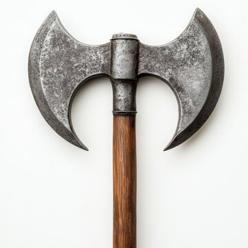 Medieval double axe studio shot on a white background