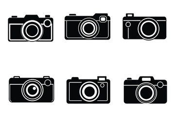 Collection of Classic Camera Icons Vintage Photography Equipment Silhouettes