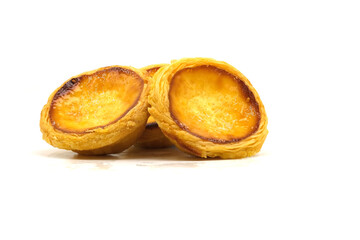 Egg tart the delicious crispy bakery on  white background