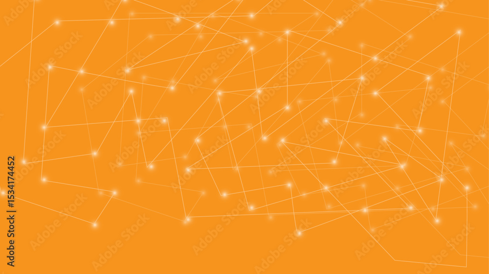 Poster hi-tech abstract background featuring scattered luminous dots and interconnected grid patterns on a 