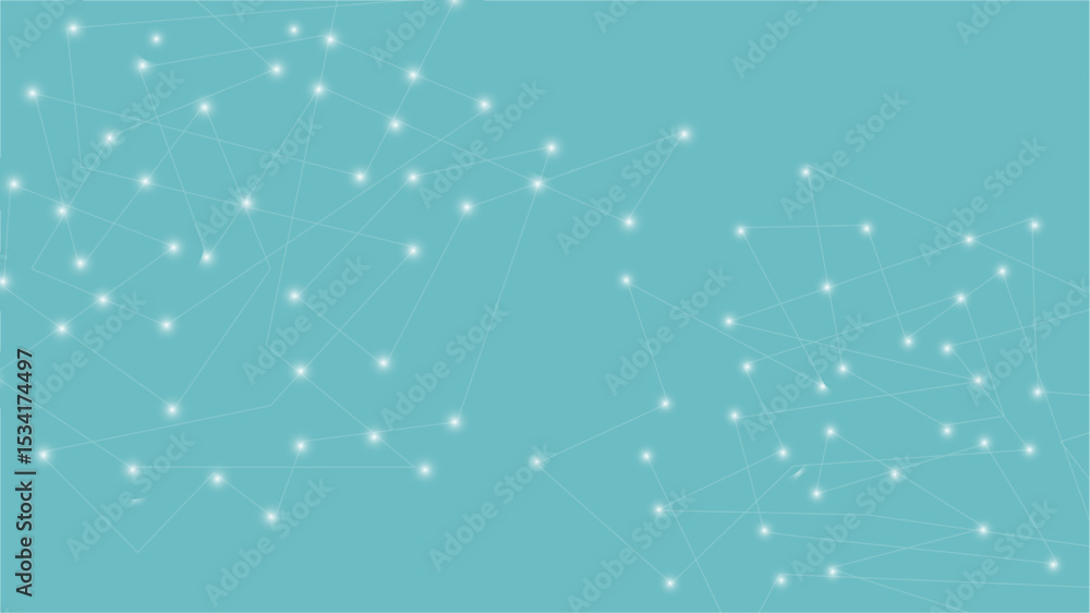 Poster hi-tech abstract background featuring scattered luminous dots and interconnected grid patterns on a 