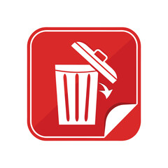 Red delete icon, recycle bin