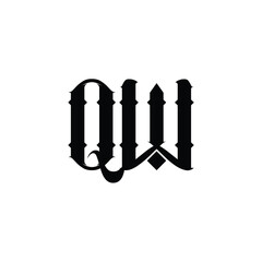 QW monogram logo design letter text name symbol monochrome logotype alphabet character simple logo
