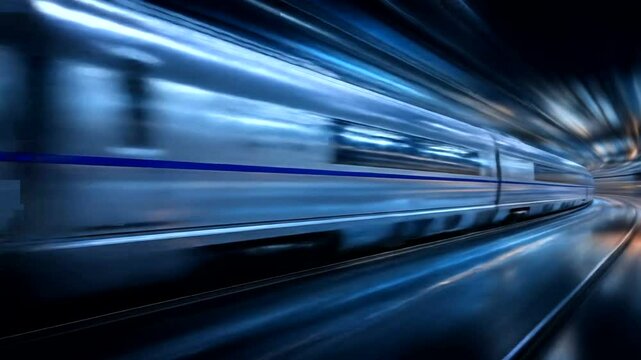 High-speed train in motion through a tunnel - Powered by Adobe