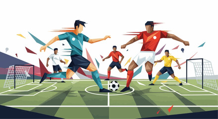 Fototapeta premium modern vector soccer design with geometric shapes and players