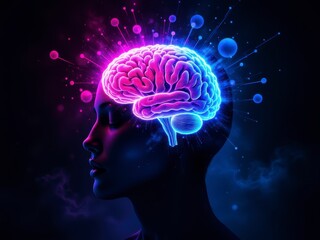Cognitive science exploration brain visualization and neural activity digital art dark environment conceptual view