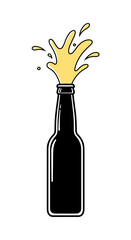 Beer bottle with frothy splash for refreshing beverage menu design
