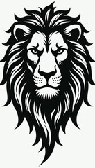 Fototapeta premium Majestic lion head illustration in black and white style 