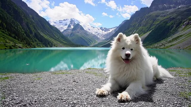 dog in the mountains