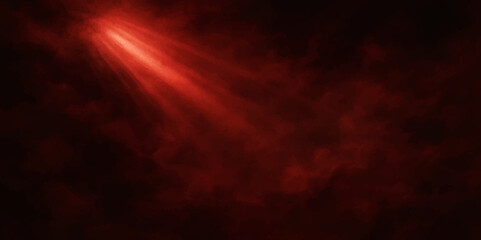 Abstract Mysterious Red Light Beam in Dark Fog – Abstract Energy Background.