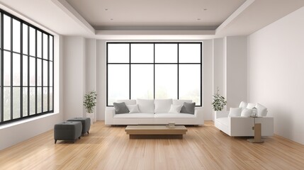 Fototapeta premium Minimalist living space with clean-lined furniture and neutral tones, embodying modern simplicity and calm elegance. 