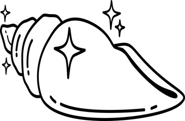 Hand drawn seashell cartoon doodle outline