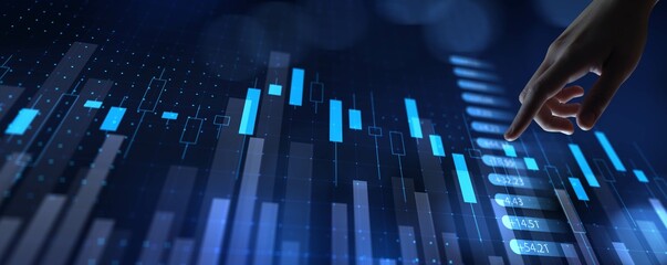 Human Interaction with Advanced Digital Financial Market Analysis and Data Visualization.
