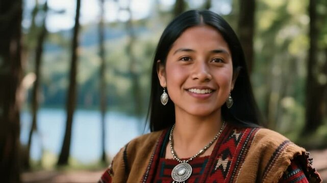 Joven mujer de etnia Mapuche