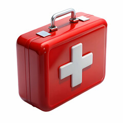 Red First Aid Kit 3 D Render Medical Bag White Cross
