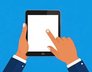 Hands Touching Tablet Screen