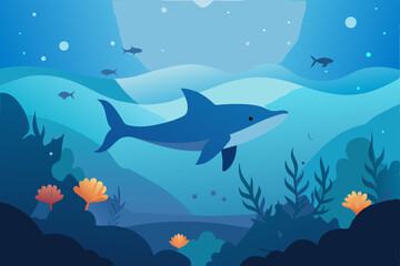 Fototapeta premium vector illustration of a shark