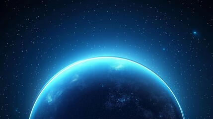 Obraz premium Planet with Illuminated Horizon Against Starry Sky