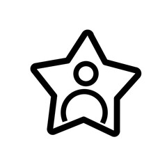 Celebrity line icon, outline vector sign, linear style pictogram isolated on white. Person in a star symbol . Editable stroke